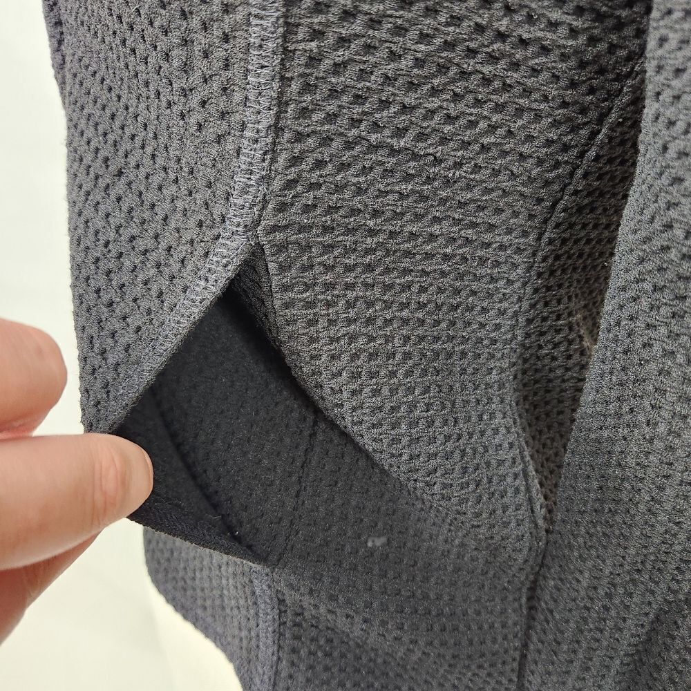 Eileen Fisher Waffle Knit Black Stretch Zip Stand Up Collar Jacket Sz XS - Picture 4 of 13